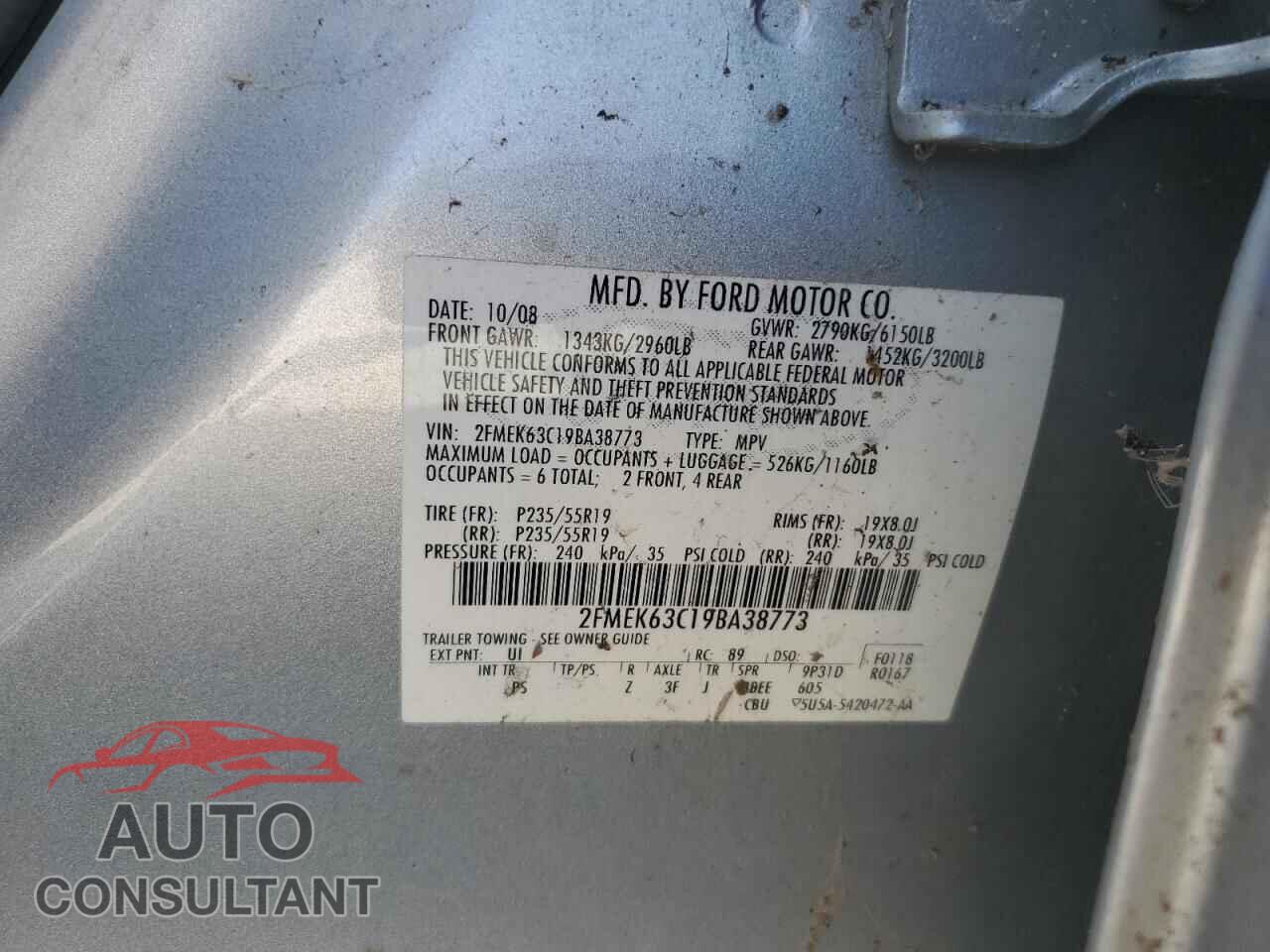 FORD FLEX 2009 - 2FMEK63C19BA38773