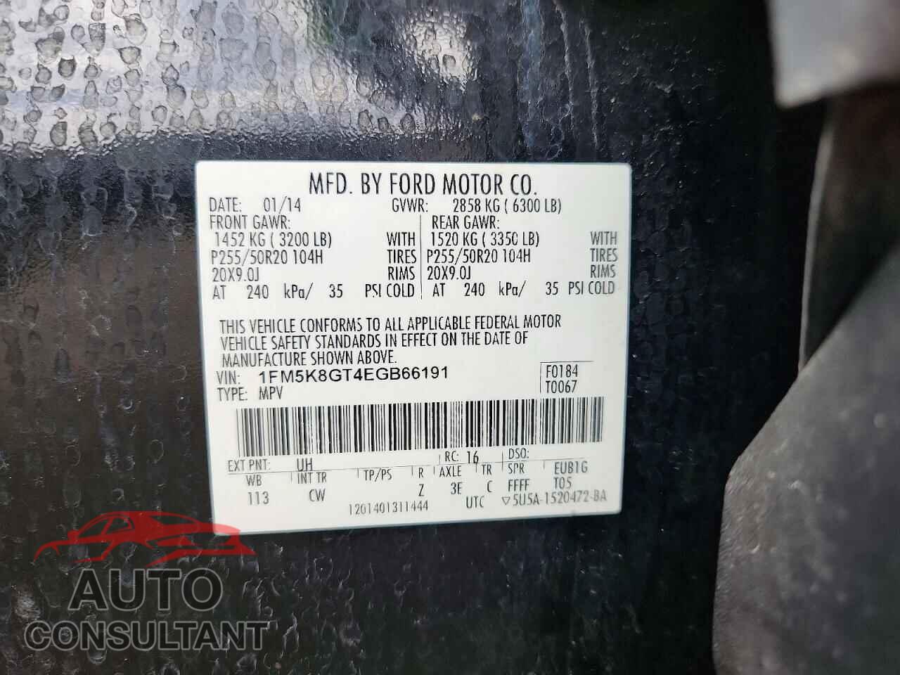 FORD EXPLORER 2014 - 1FM5K8GT4EGB66191