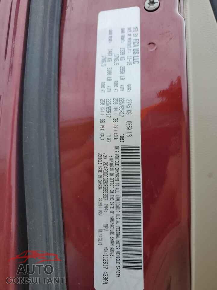 DODGE CARAVAN 2019 - 2C4RDGCG2KR595357