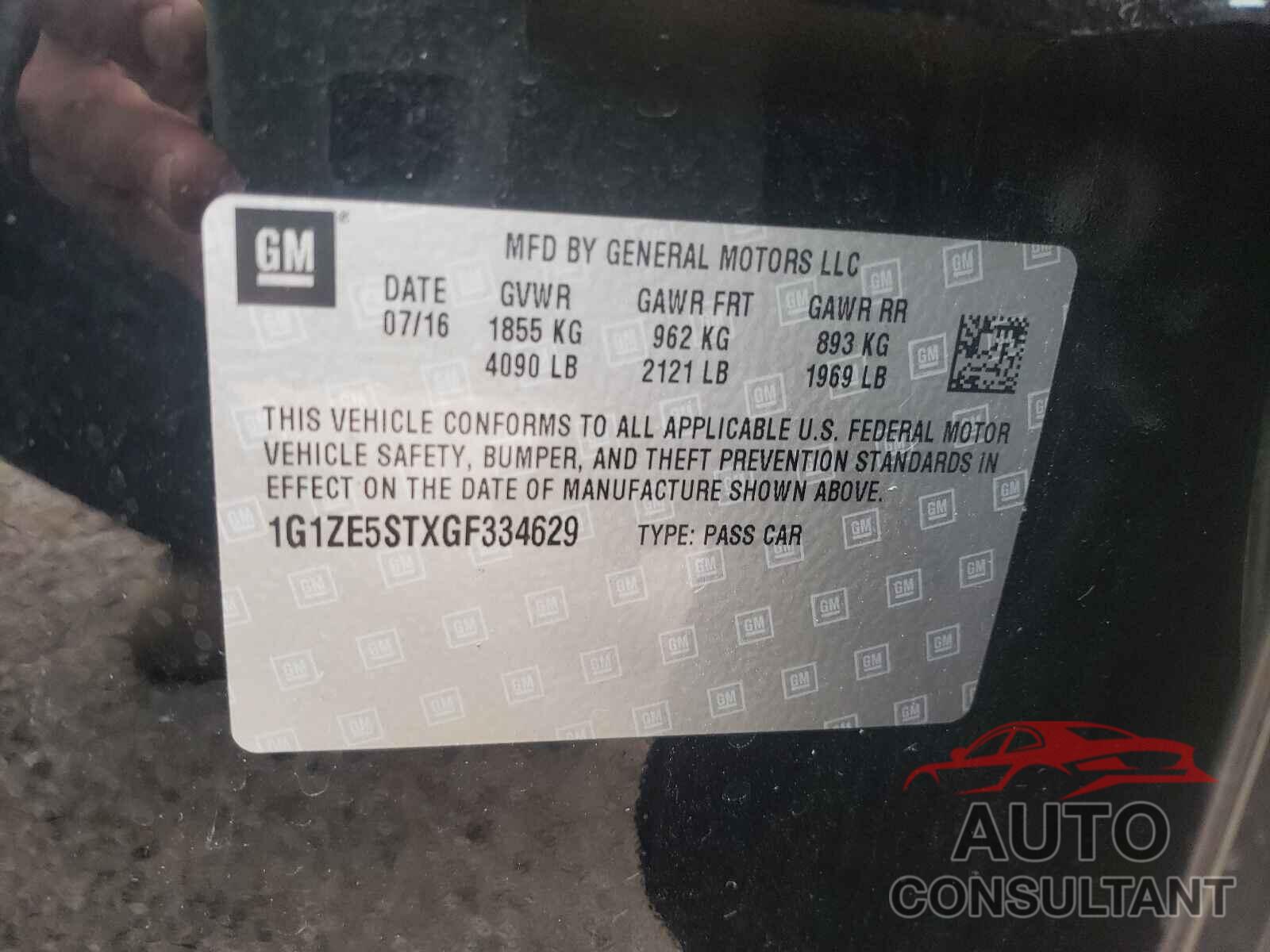 CHEVROLET MALIBU 2016 - 1G1ZE5STXGF334629