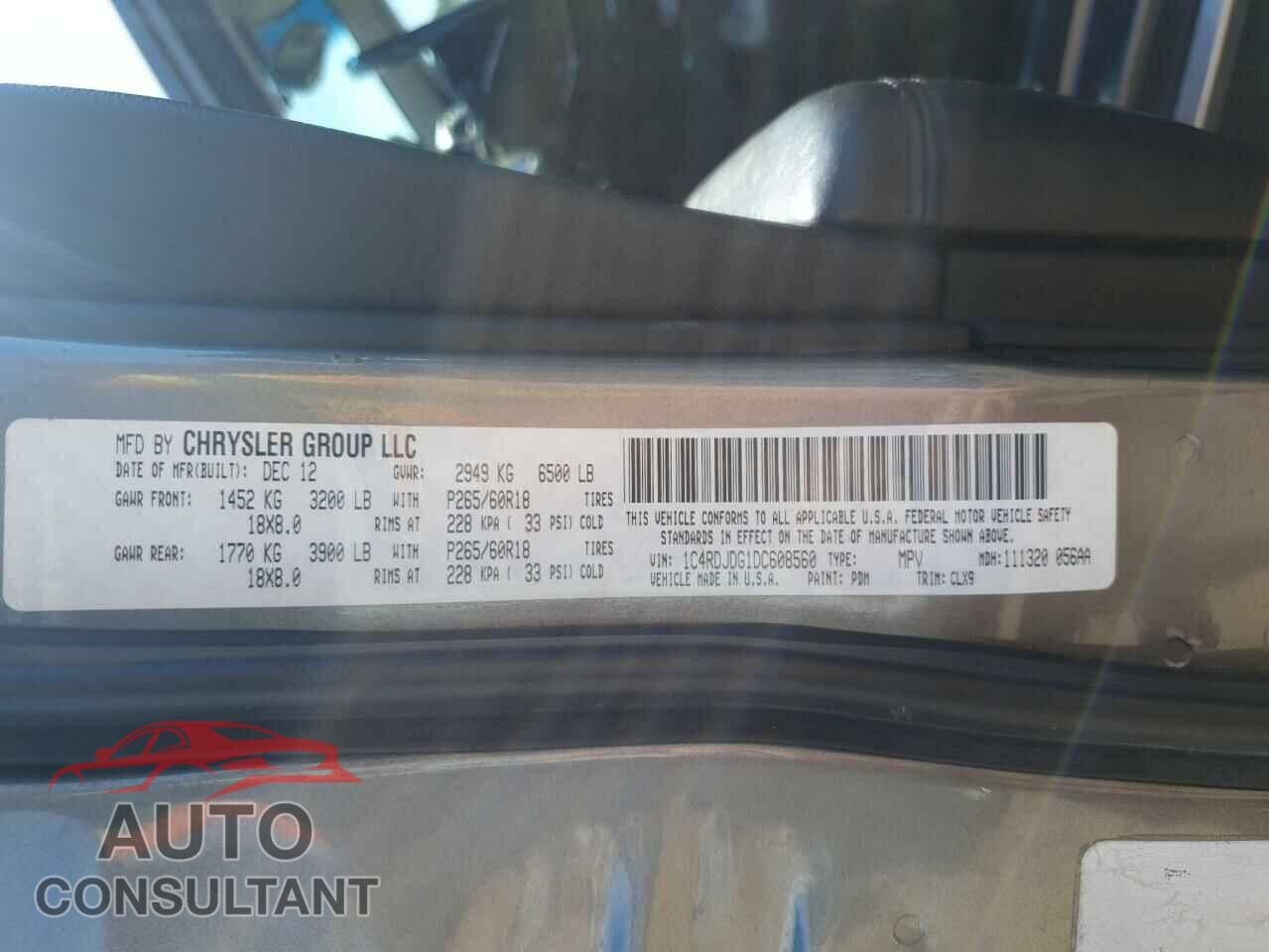 DODGE DURANGO 2013 - 1C4RDJDG1DC608560