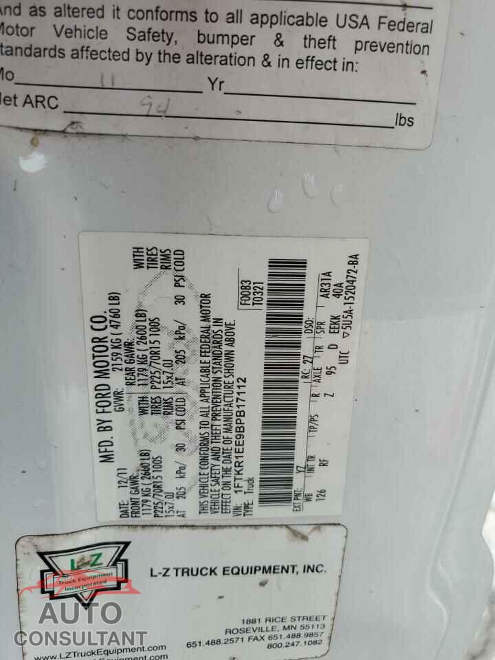 FORD RANGER 2011 - 1FTKR1EE9BPB17112