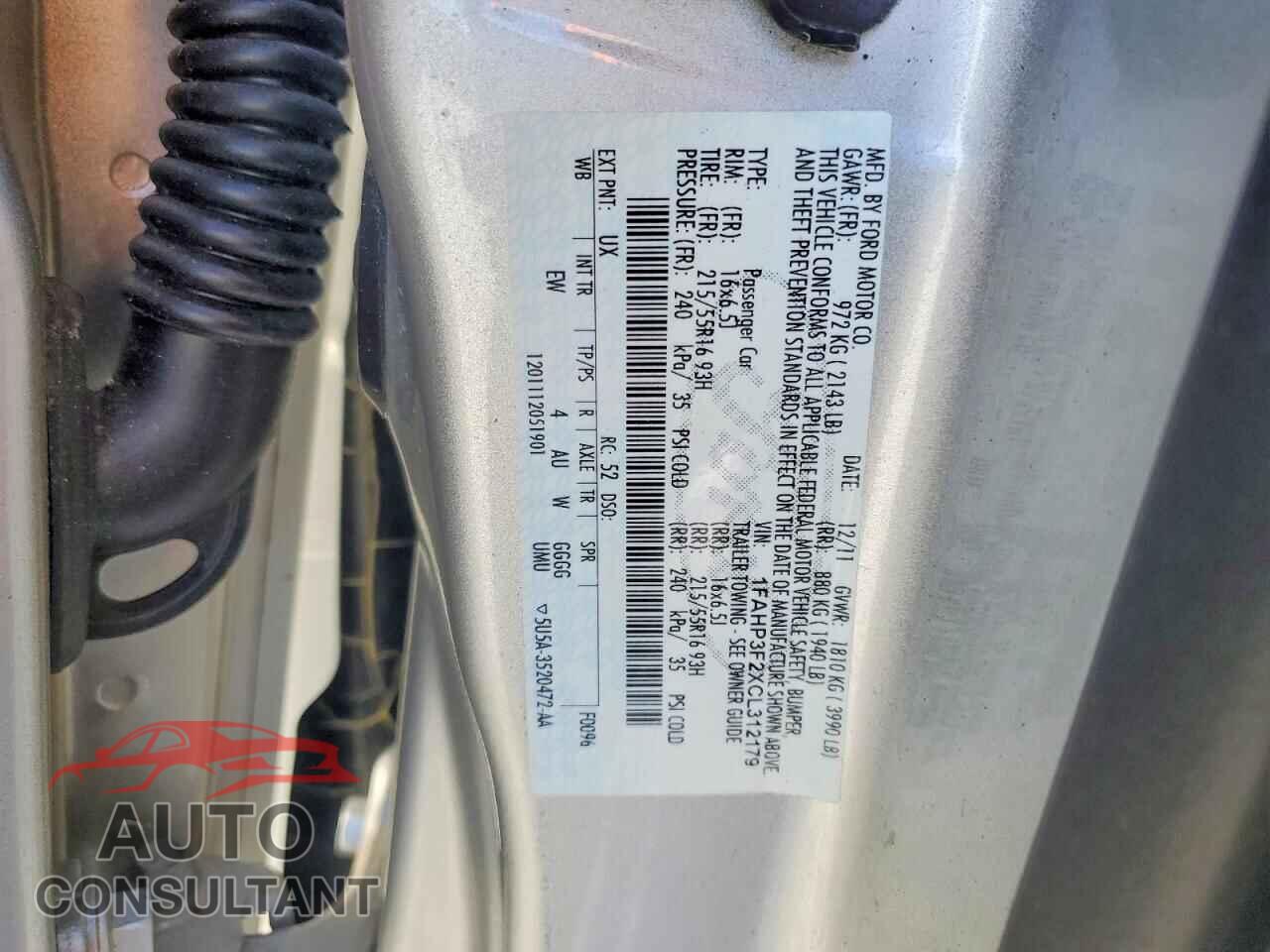 FORD FOCUS 2012 - 1FAHP3F2XCL312179