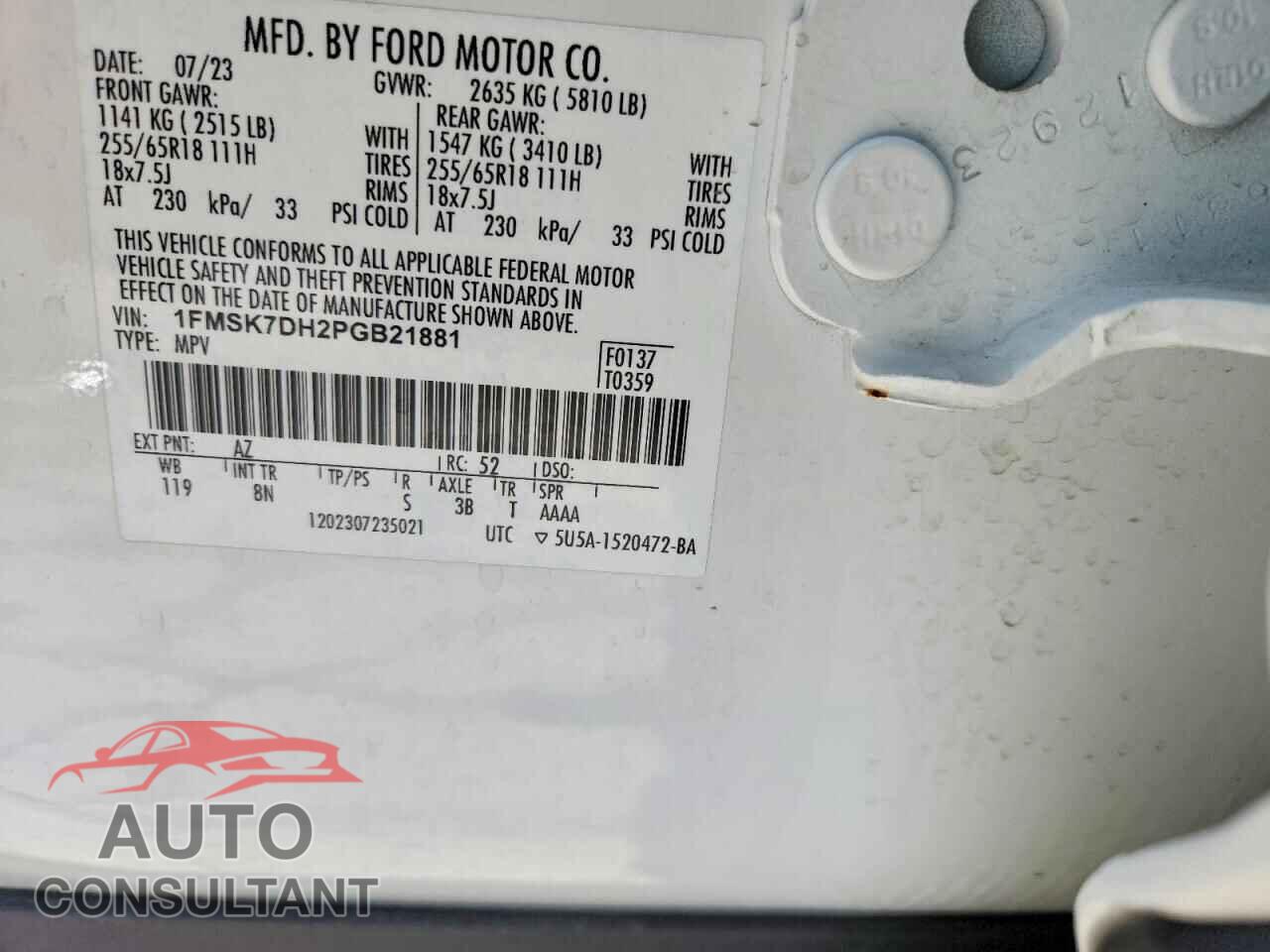 FORD EXPLORER 2023 - 1FMSK7DH2PGB21881