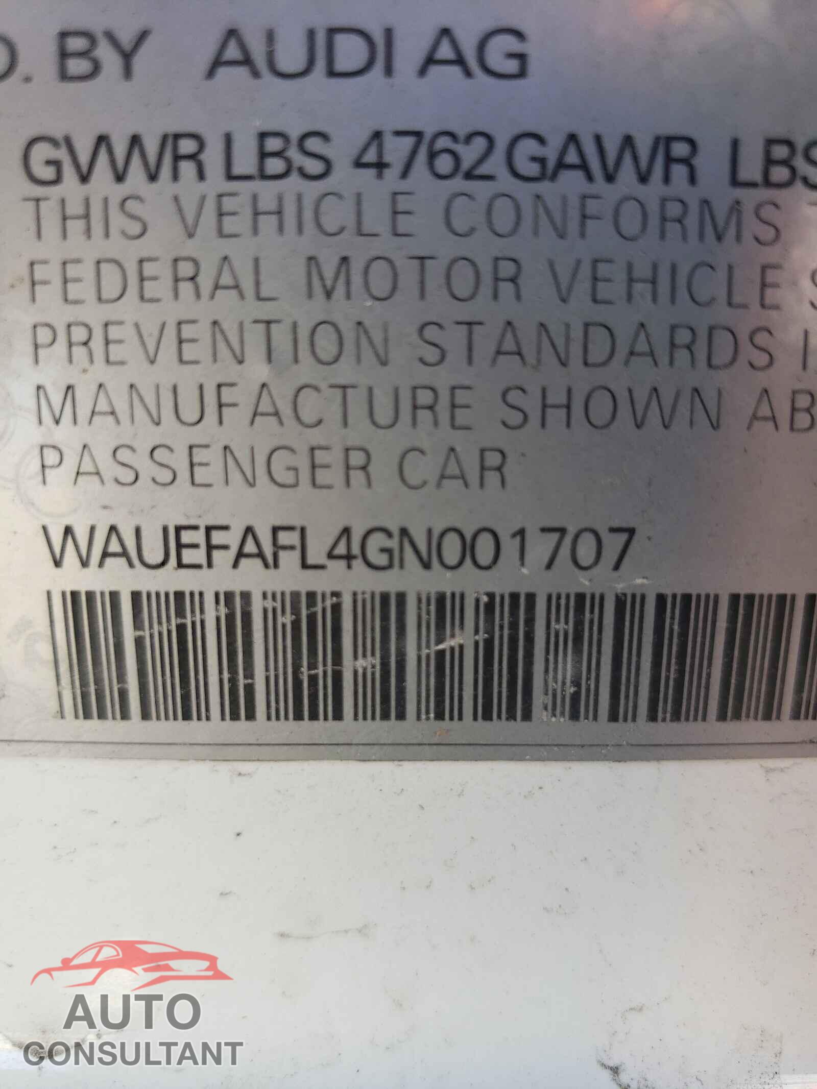 AUDI A4 2016 - WAUEFAFL4GN001707