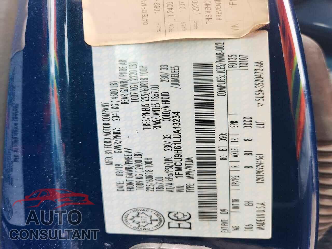 FORD ESCAPE 2020 - 1FMCU9H61LUA13234