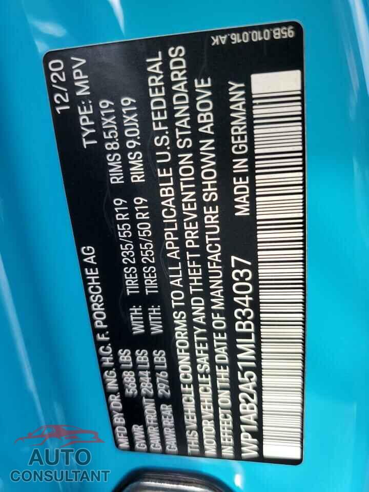 PORSCHE MACAN 2021 - WP1AB2A51MLB34037