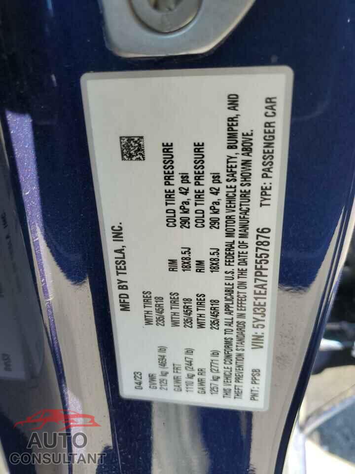 TESLA MODEL 3 2023 - 5YJ3E1EA7PF557876