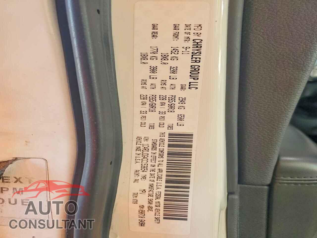 DODGE DURANGO 2012 - 1C4RDJDG4CC153654