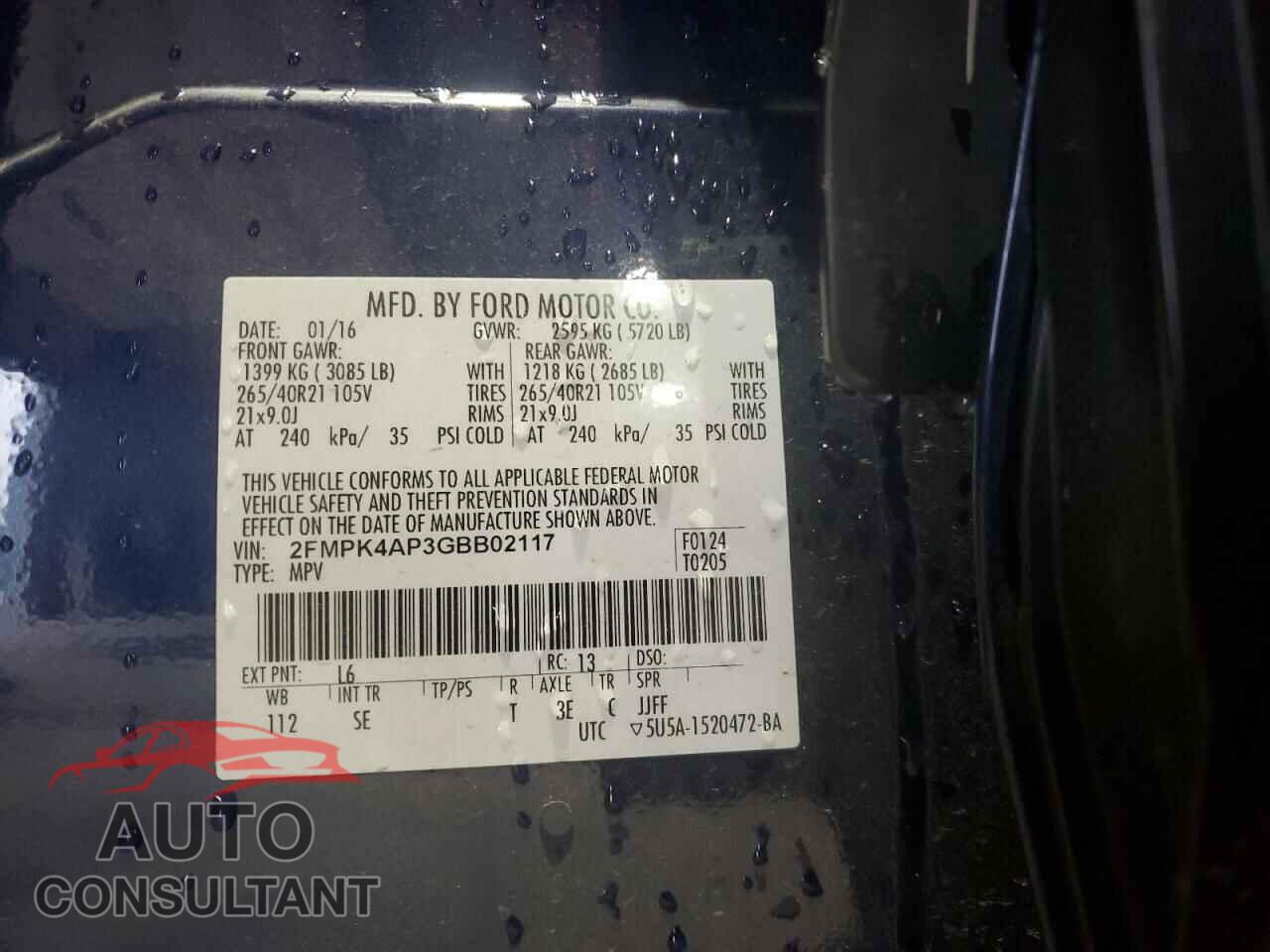 FORD EDGE 2016 - 2FMPK4AP3GBB02117