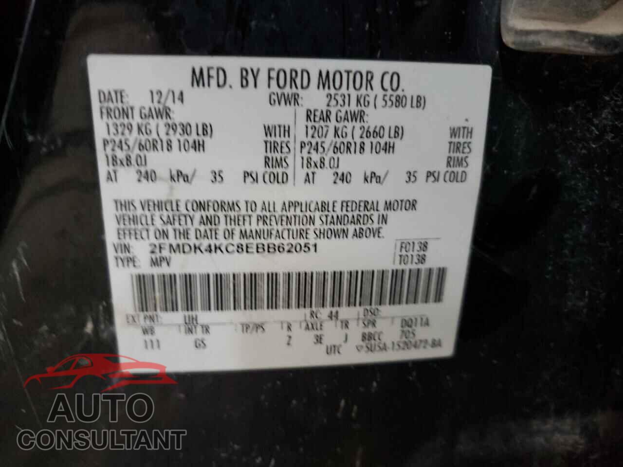 FORD EDGE 2014 - 2FMDK4KC8EBB62051