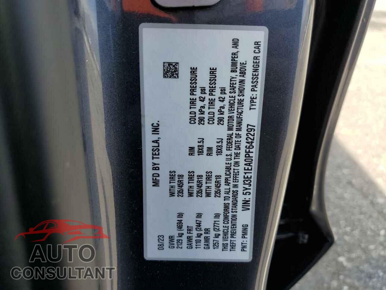 TESLA MODEL 3 2023 - 5YJ3E1EA0PF642297