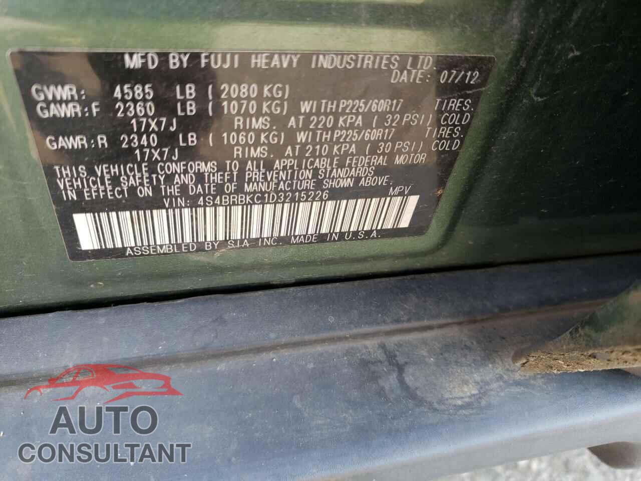 SUBARU OUTBACK 2013 - 4S4BRBKC1D3215226