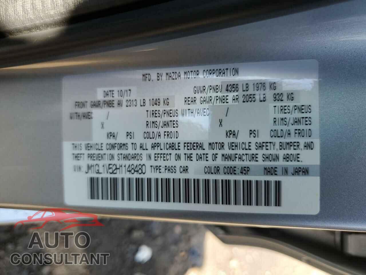 MAZDA 6 2017 - JM1GL1V52H1148480