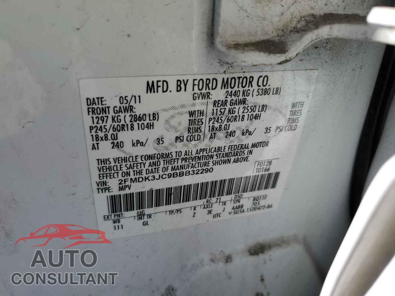 FORD EDGE 2011 - 2FMDK3JC9BBB32290