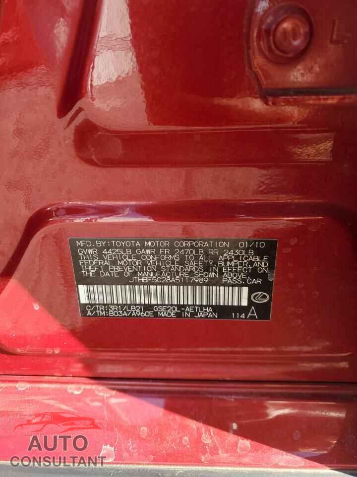 LEXUS IS 2010 - JTHBF5C28A5117989