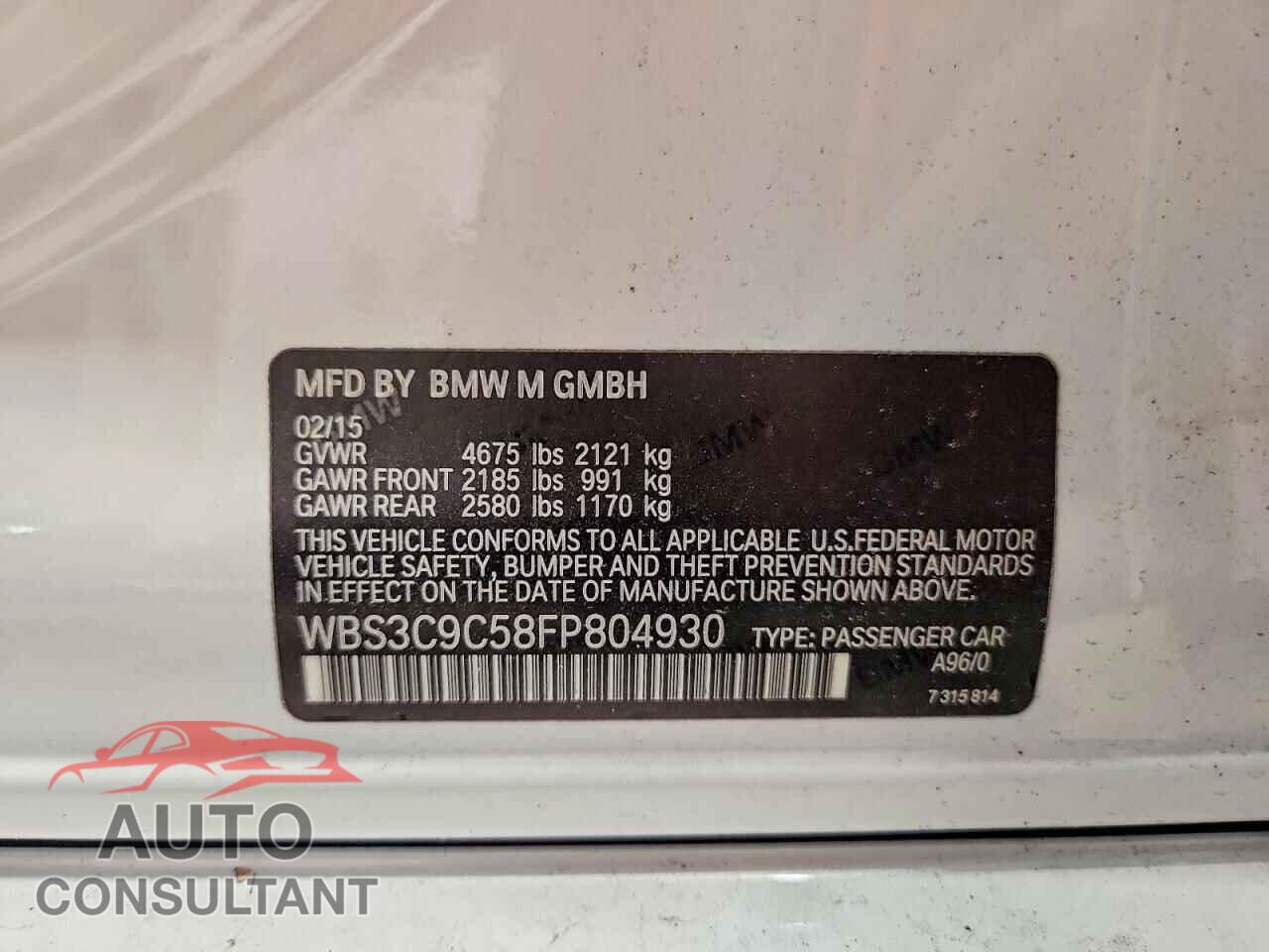 BMW M3 2015 - WBS3C9C58FP804930