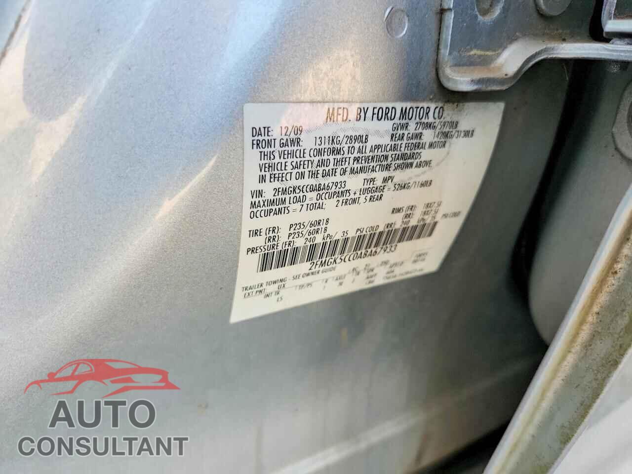 FORD FLEX 2010 - 2FMGK5CC0ABA67933