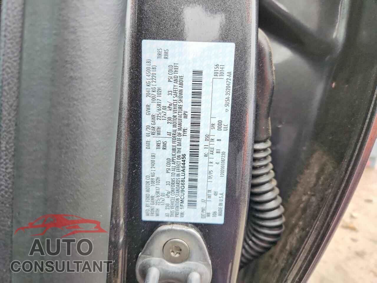 FORD ESCAPE 2020 - 1FMCU9G68LUA64456