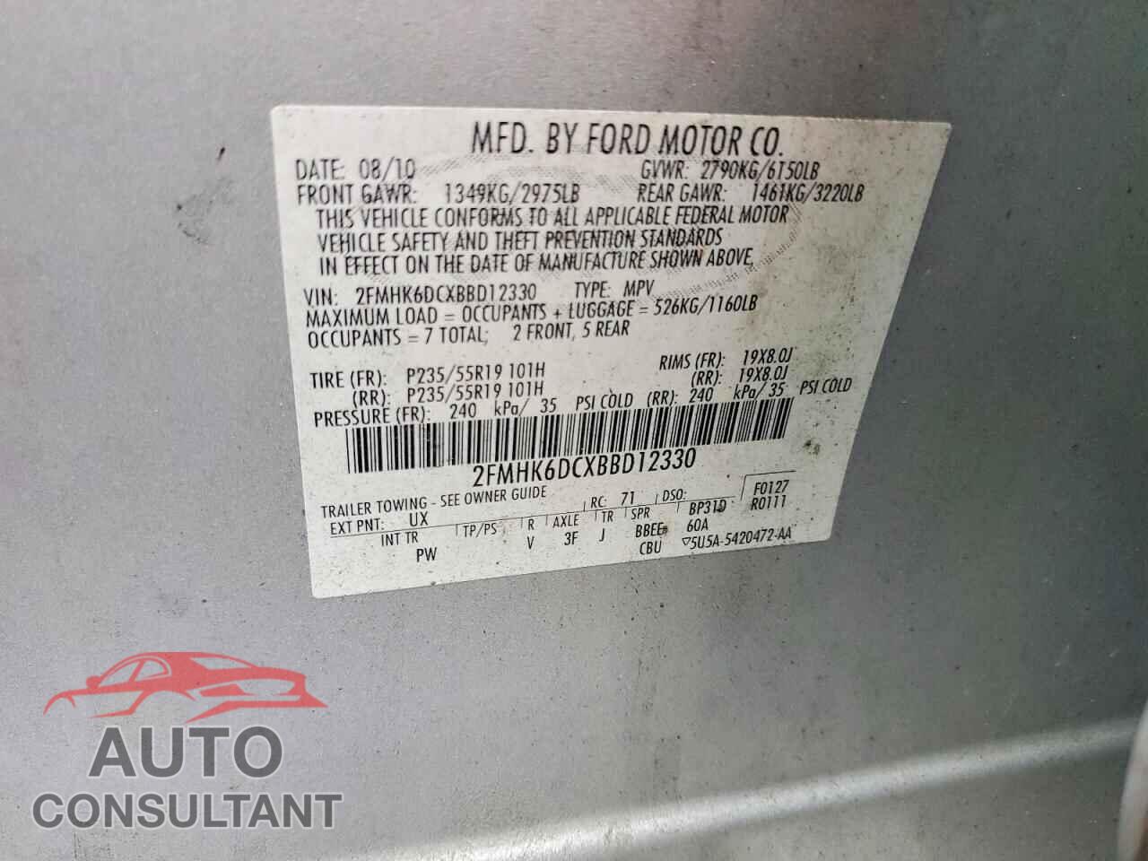 FORD FLEX 2011 - 2FMHK6DCXBBD12330