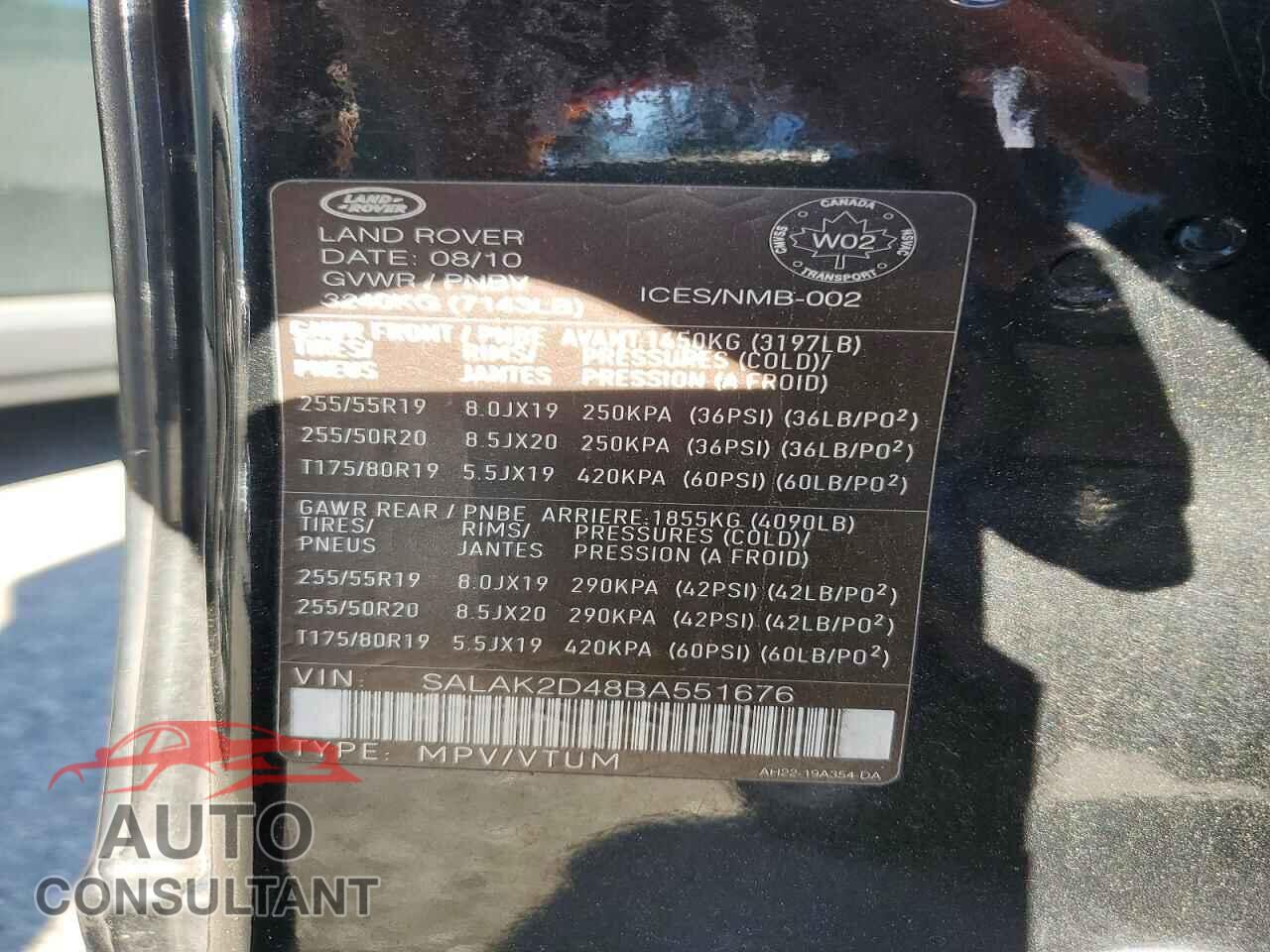 LAND ROVER LR4 2011 - SALAK2D48BA551676