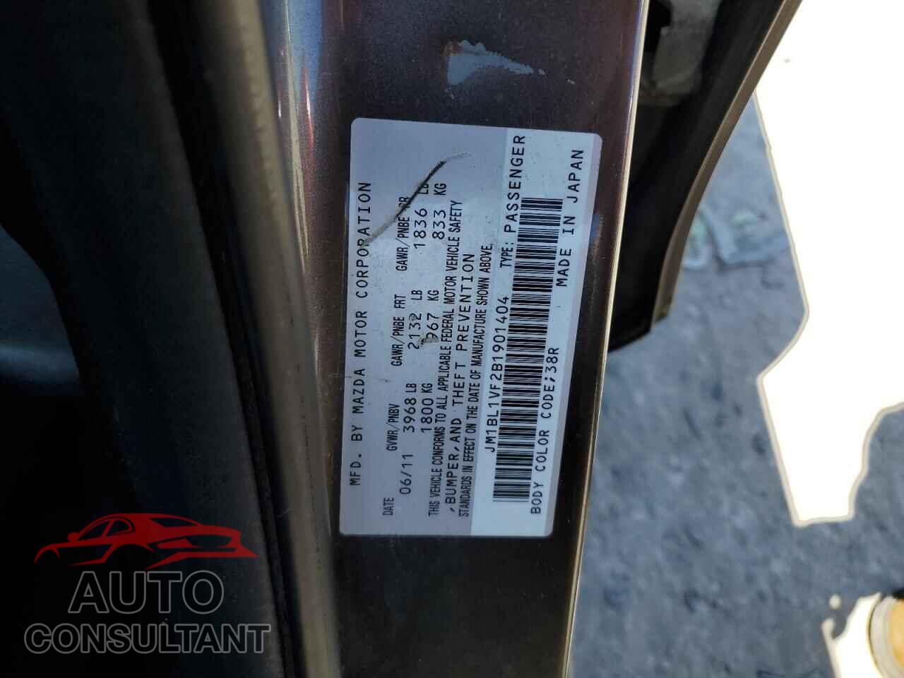 MAZDA 3 2011 - JM1BL1VF2B1901404
