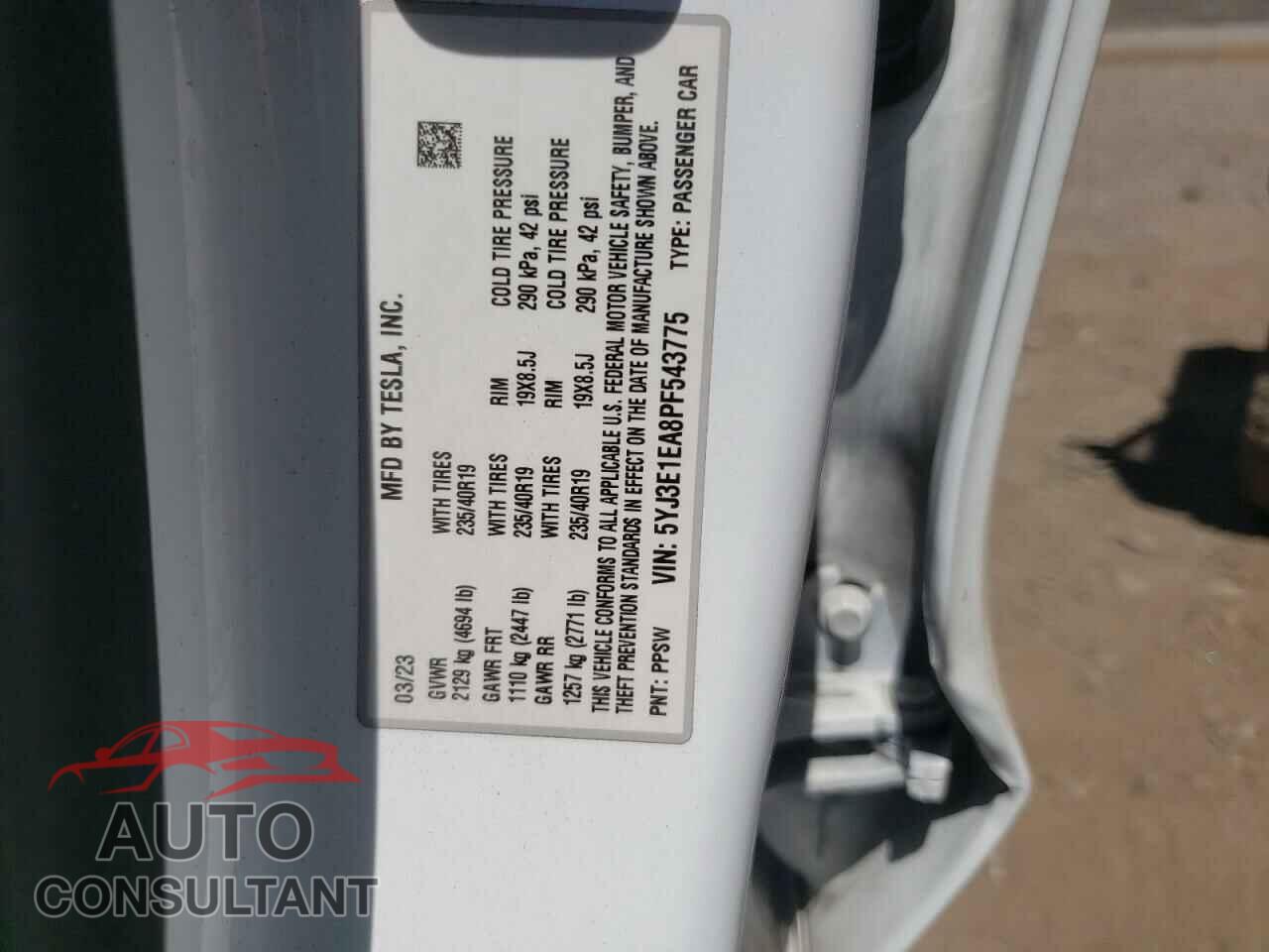 TESLA MODEL 3 2023 - 5YJ3E1EA8PF543775