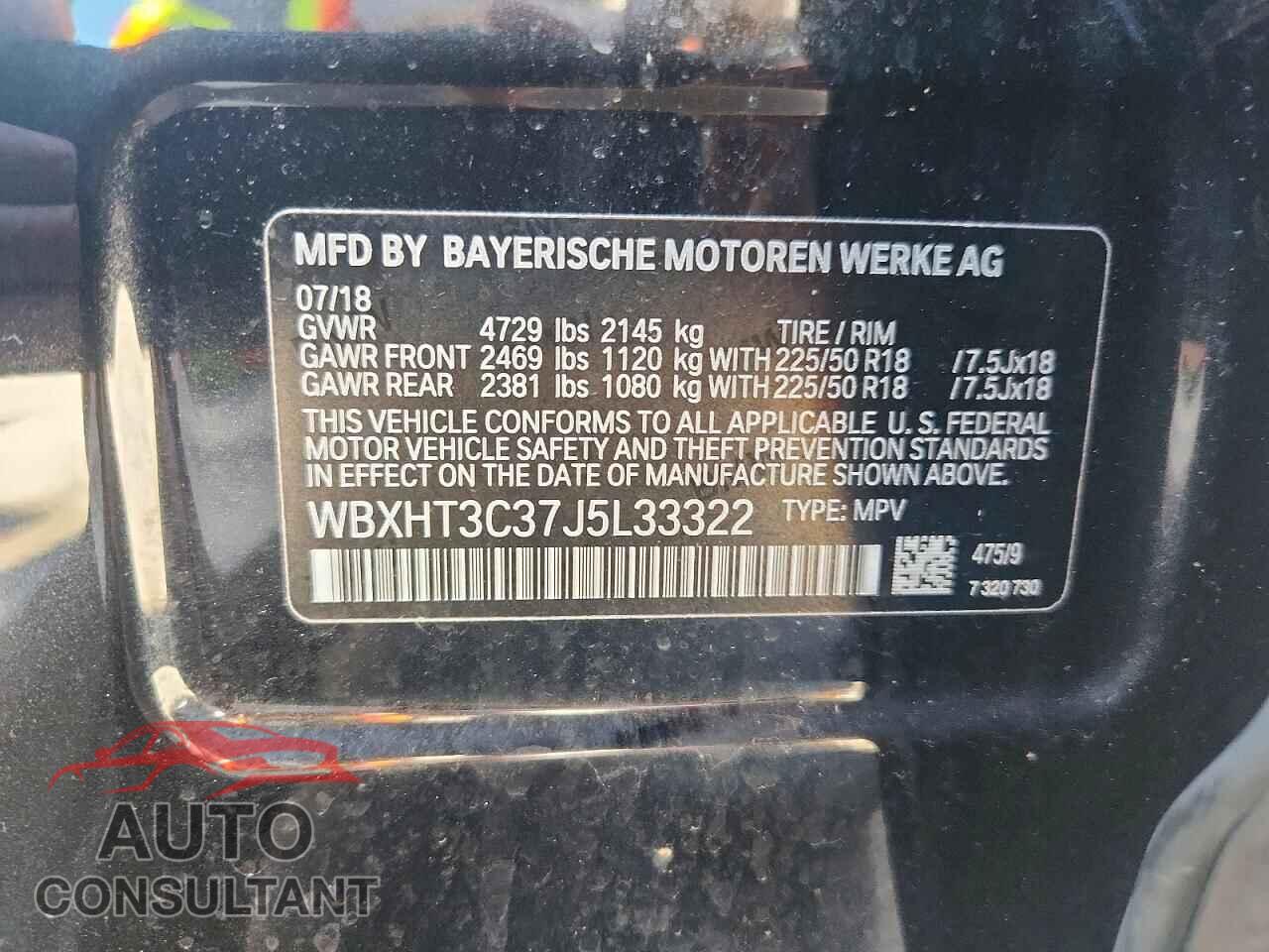 BMW X1 2018 - WBXHT3C37J5L33322