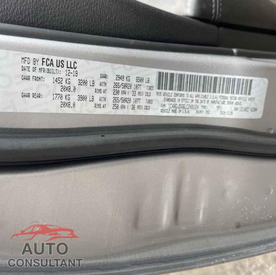 DODGE DURANGO 2020 - 1C4RDJDG6LC249124