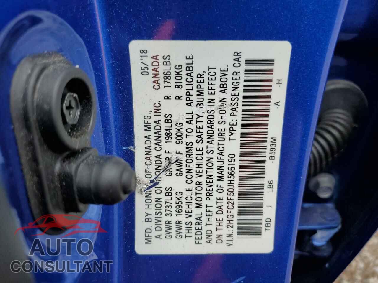 HONDA CIVIC 2018 - 2HGFC2F50JH566190