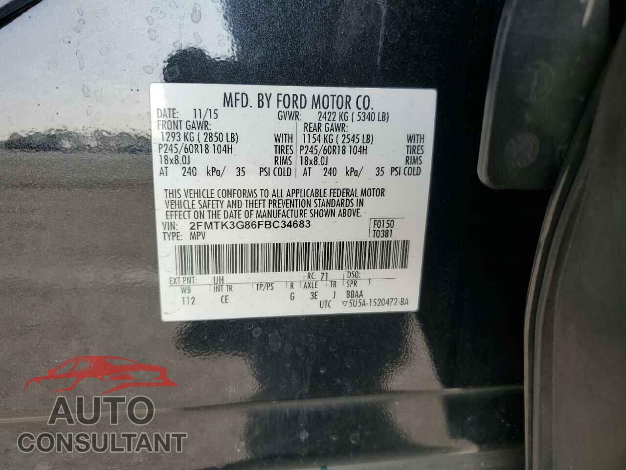 FORD EDGE 2015 - 2FMTK3G86FBC34683