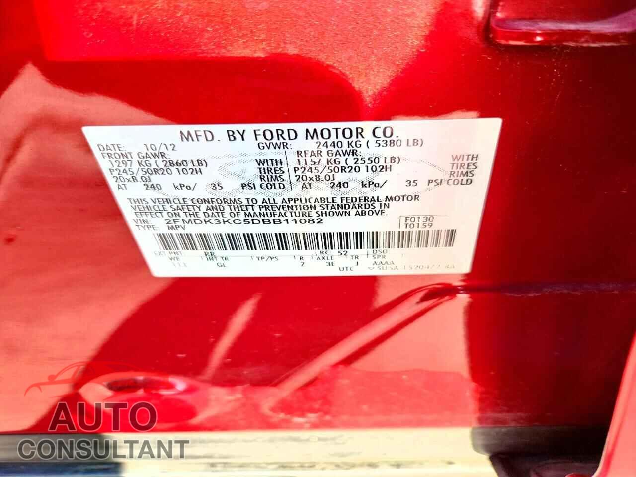 FORD EDGE 2013 - 2FMDK3KC5DBB11082