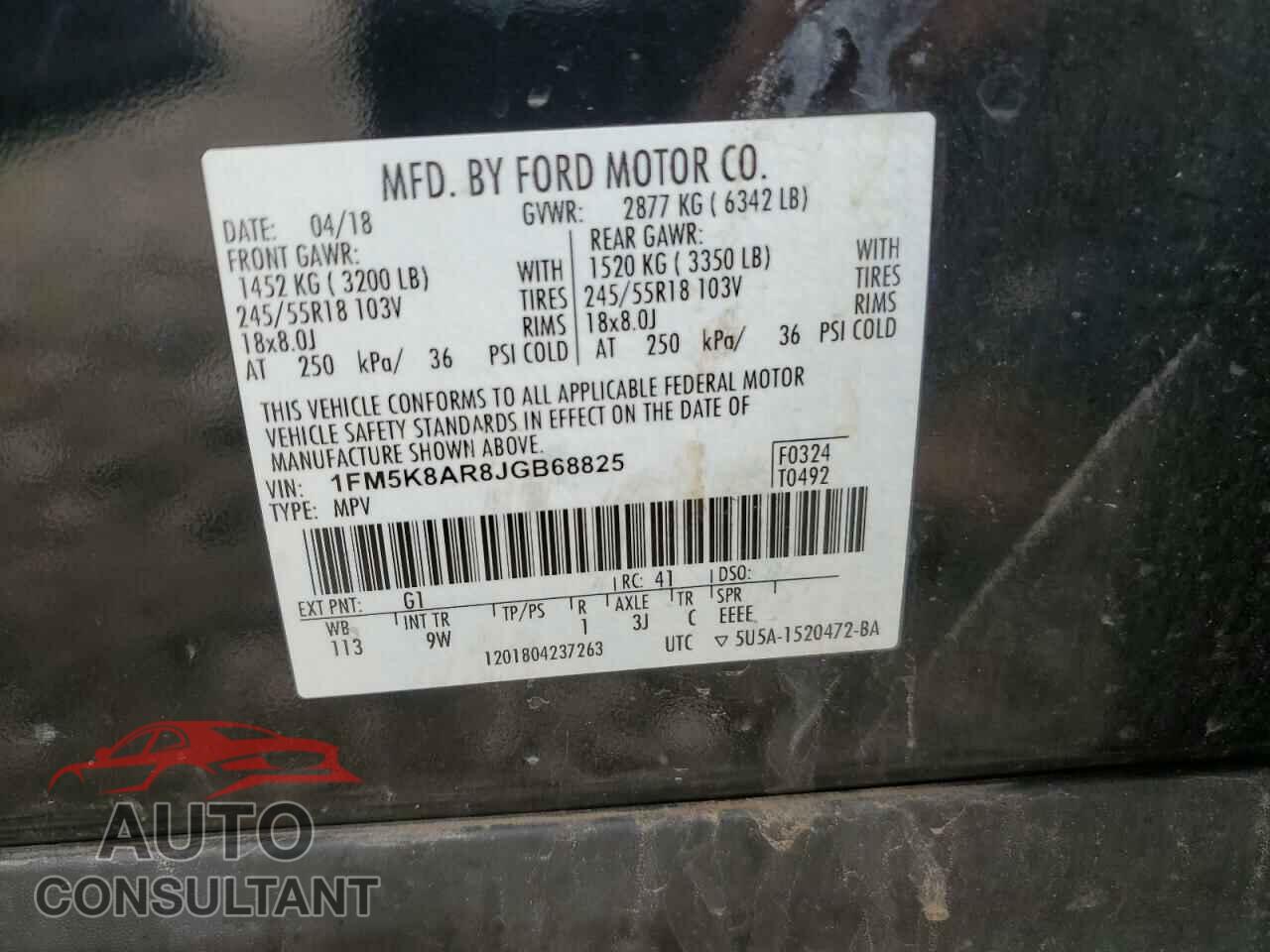 FORD EXPLORER 2018 - 1FM5K8AR8JGB68825
