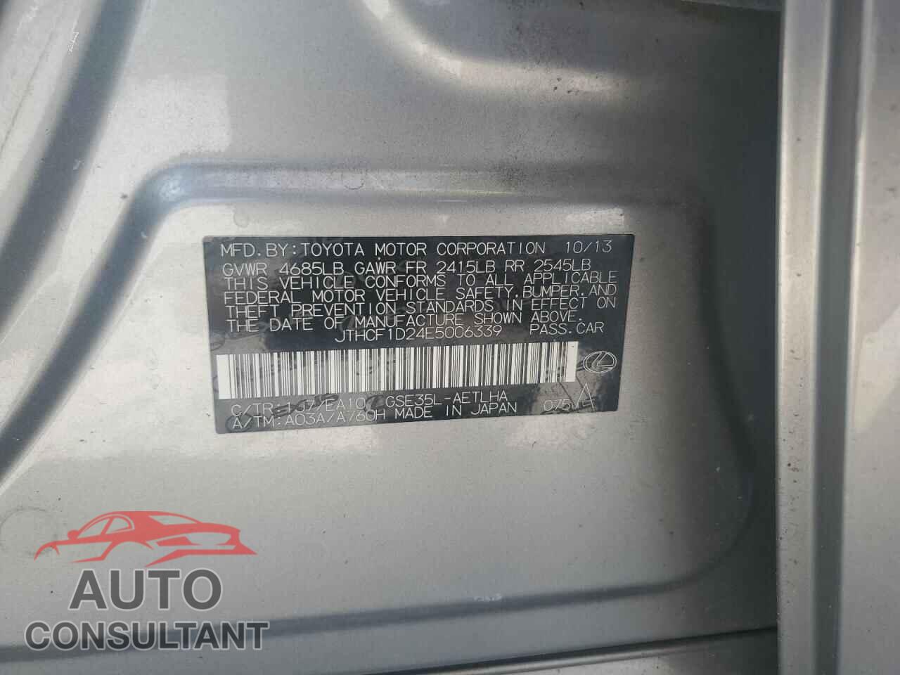 LEXUS IS 2014 - JTHCF1D24E5006339