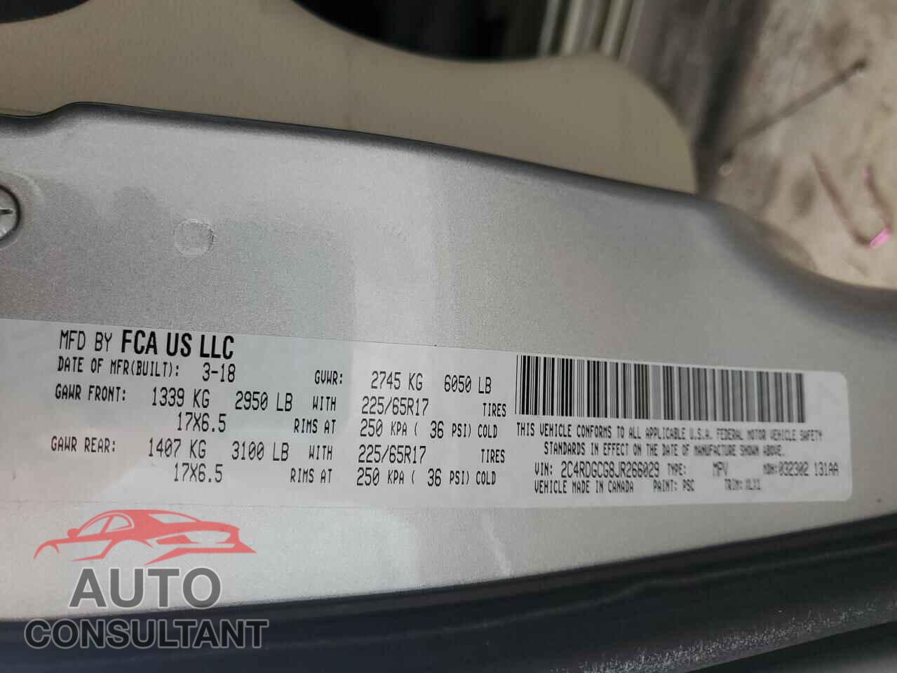 DODGE CARAVAN 2018 - 2C4RDGCG8JR266029