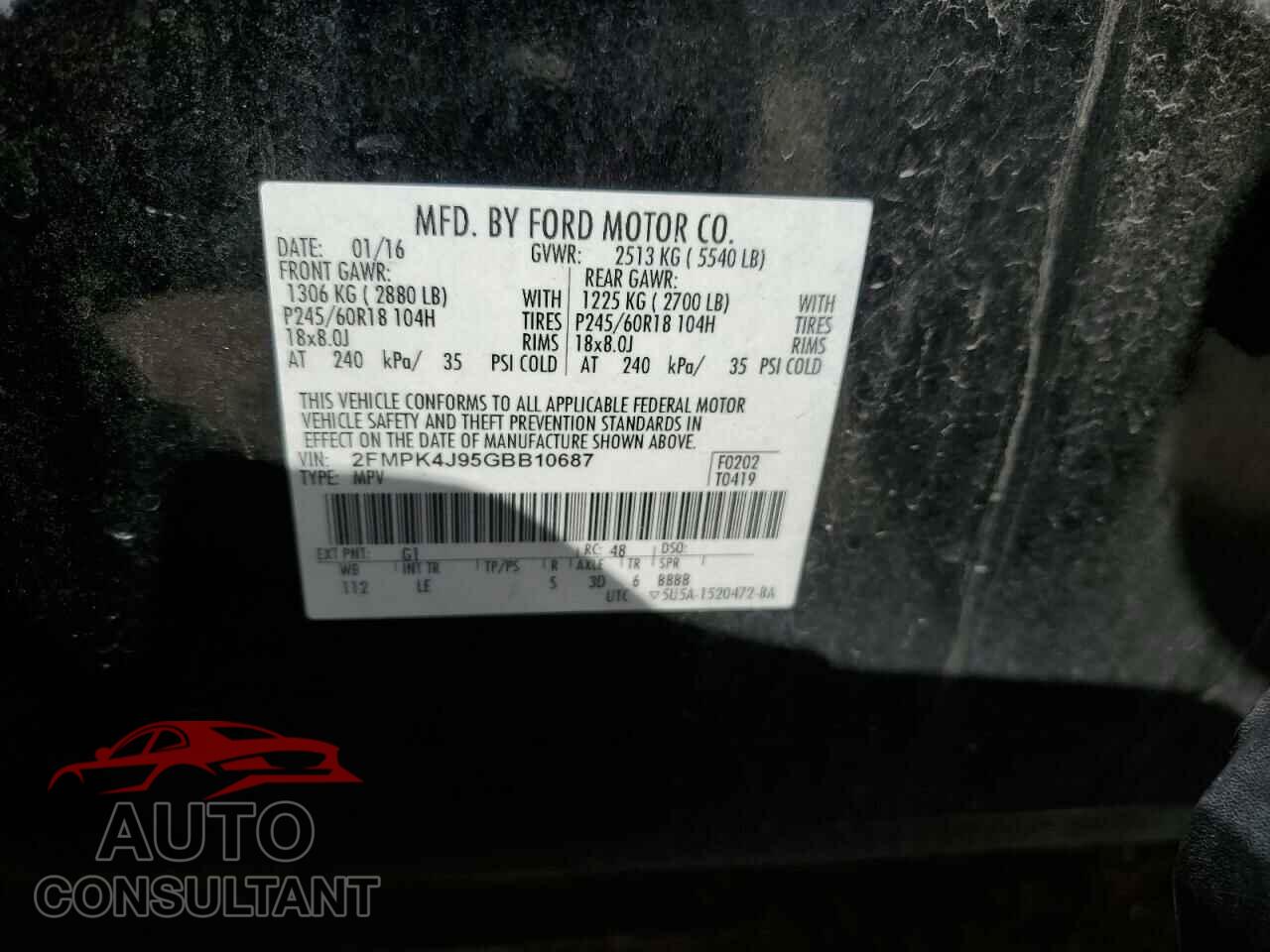FORD EDGE 2016 - 2FMPK4J95GBB10687