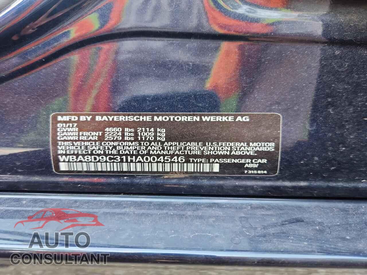BMW 3 SERIES 2017 - WBA8D9C31HA004546