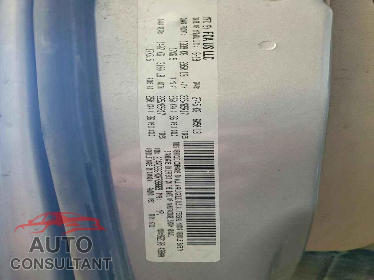 DODGE CARAVAN 2019 - 2C4RDGBG7KR726669