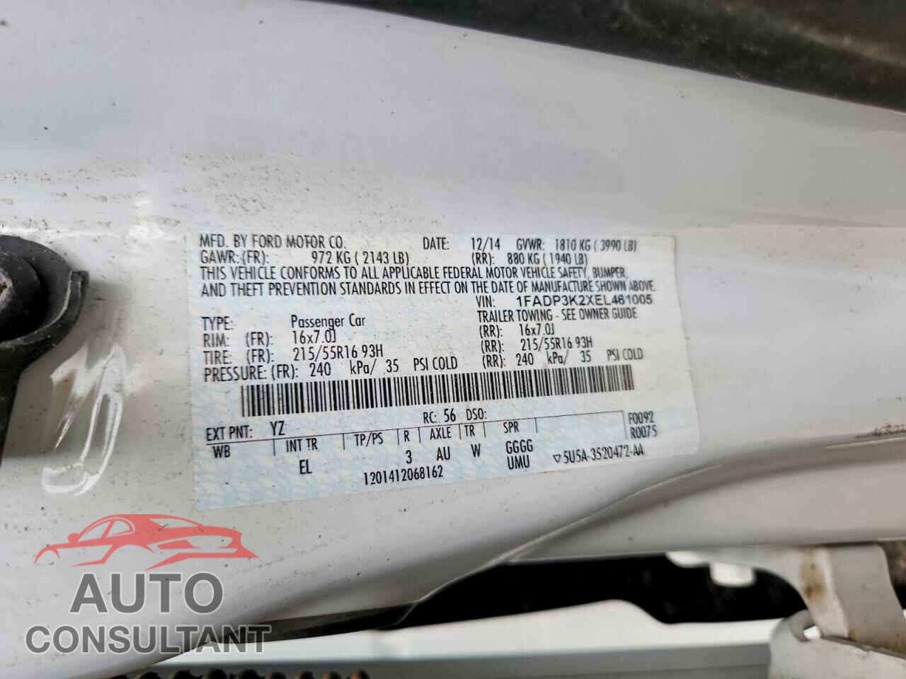 FORD FOCUS 2014 - 1FADP3K2XEL461005