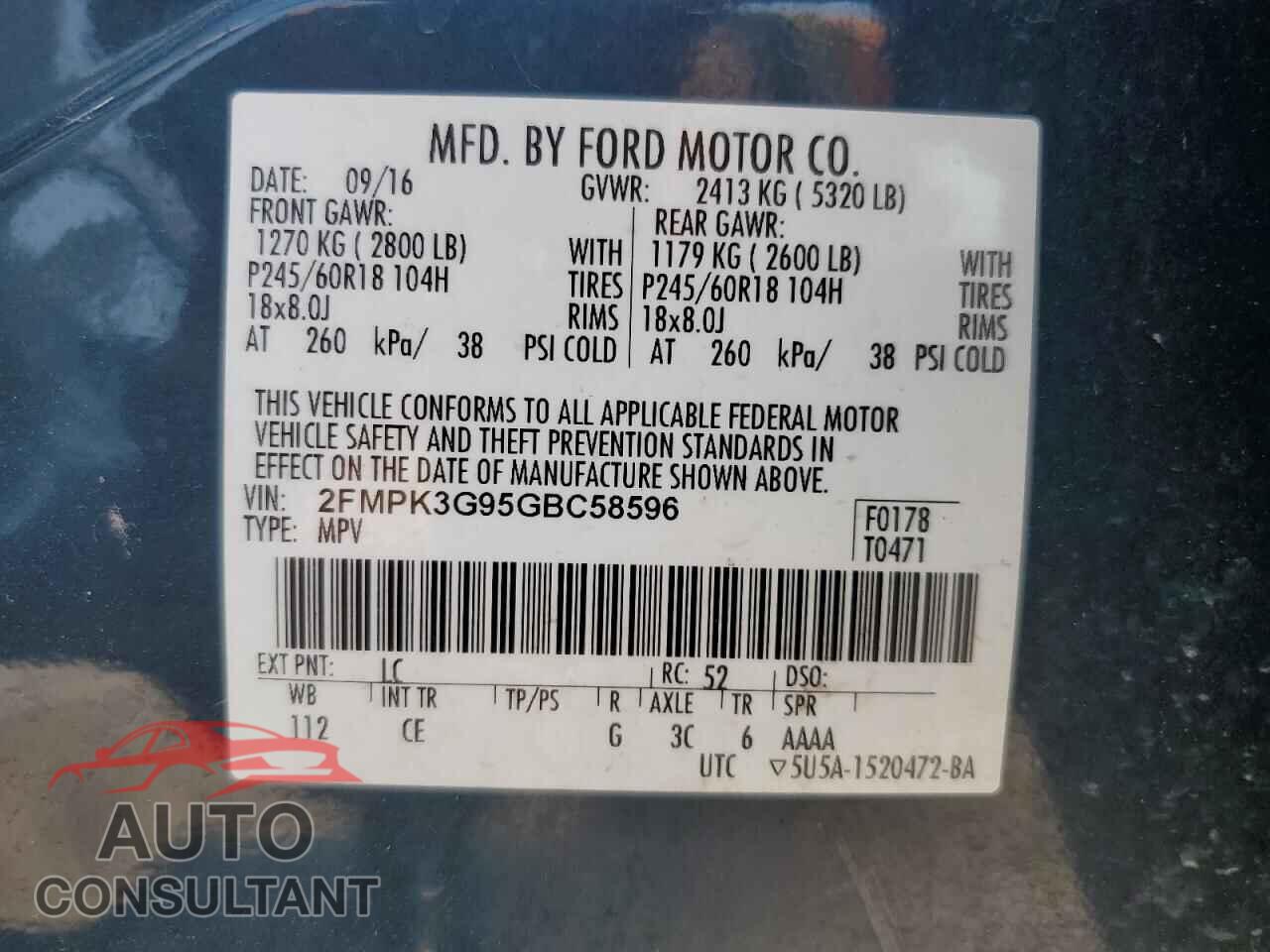 FORD EDGE 2016 - 2FMPK3G95GBC58596