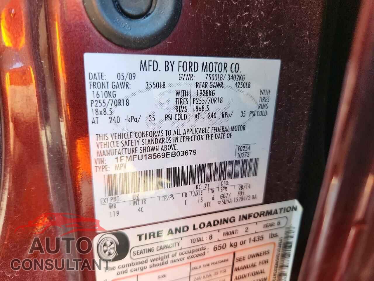 FORD EXPEDITION 2009 - 1FMFU18569EB03679