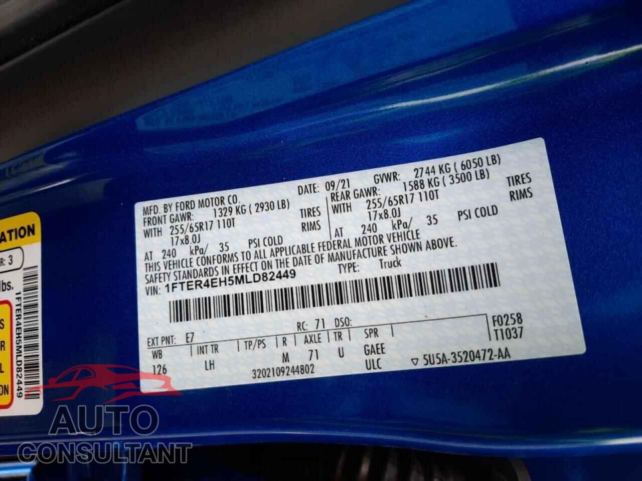 FORD RANGER 2021 - 1FTER4EH5MLD82449