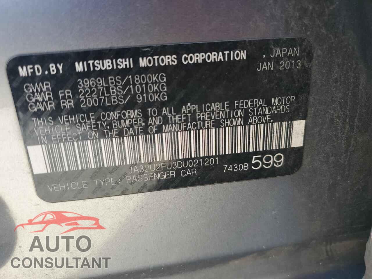 MITSUBISHI LANCER 2013 - JA32U2FU3DU021201