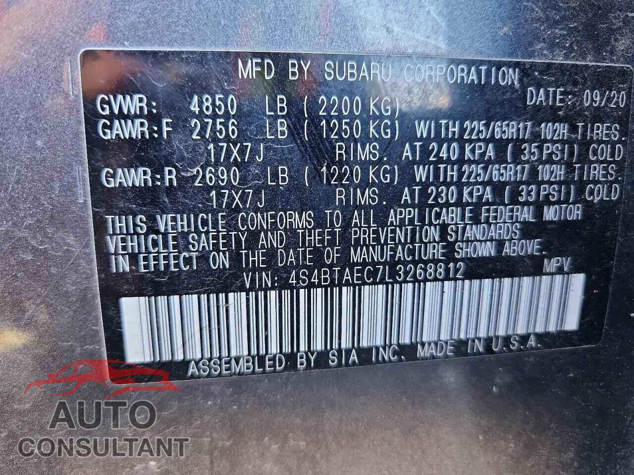 SUBARU OUTBACK 2020 - 4S4BTAEC7L3268812