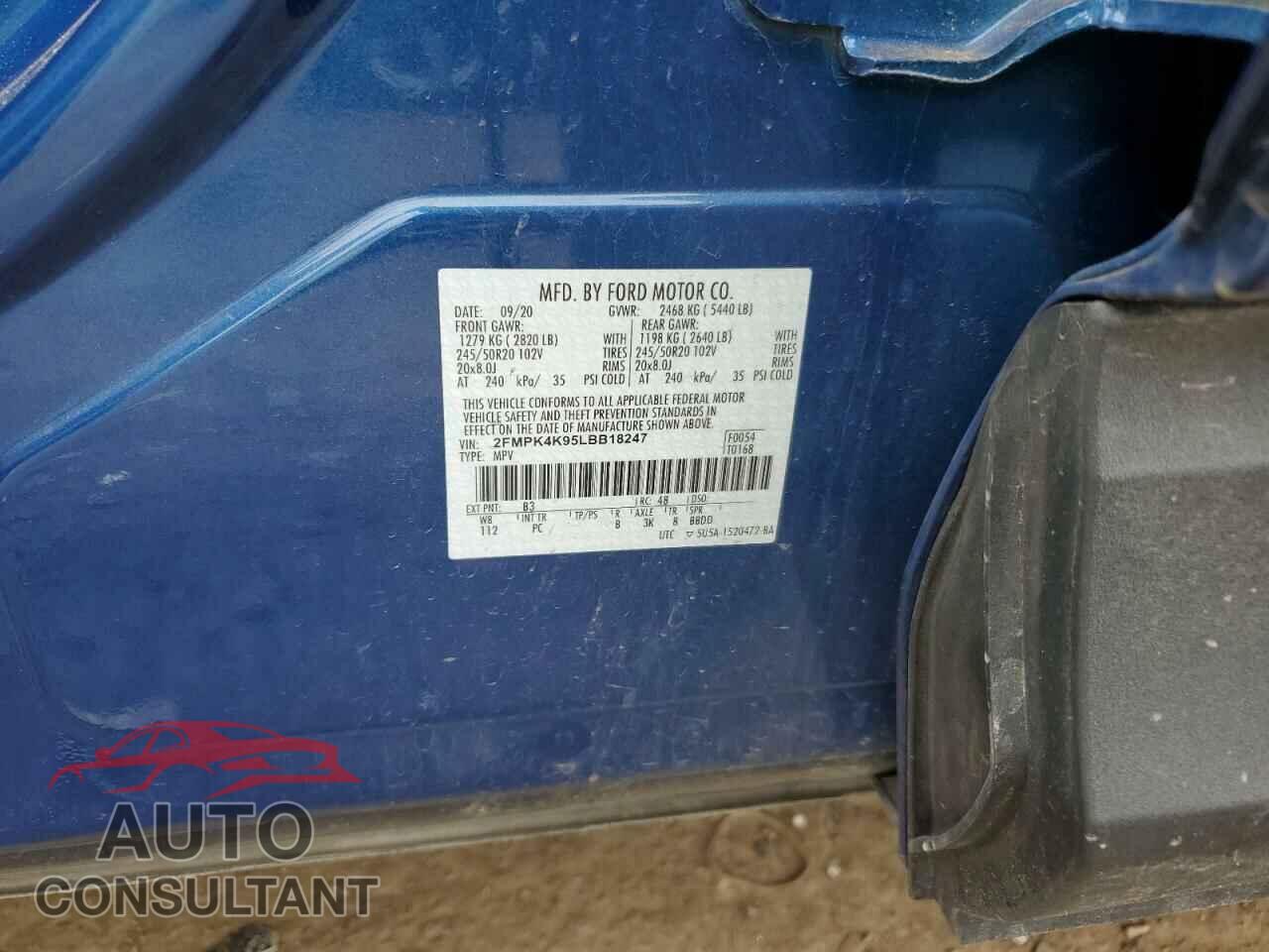 FORD EDGE 2020 - 2FMPK4K95LBB18247
