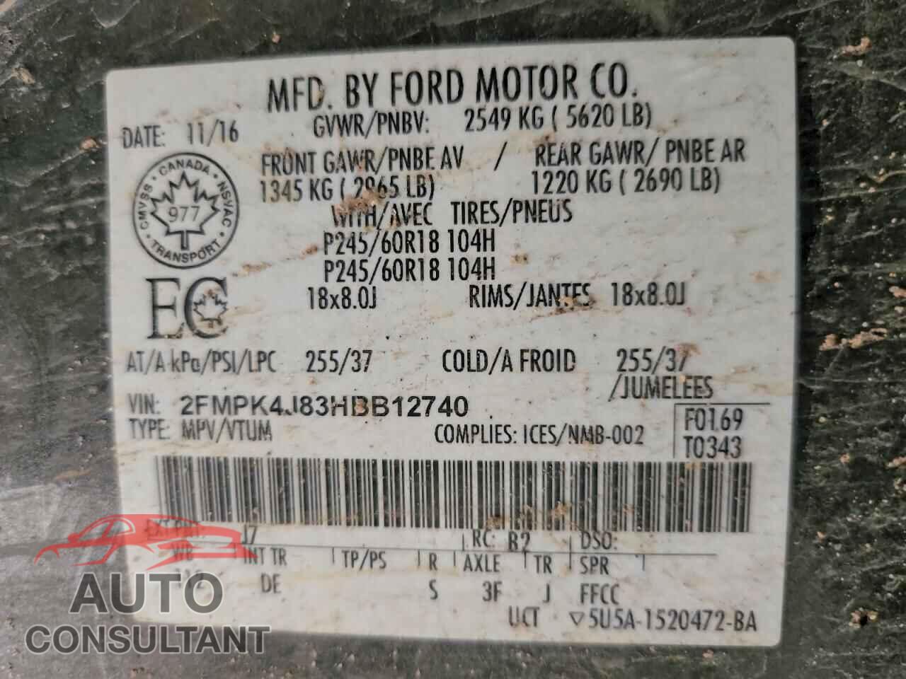 FORD EDGE 2017 - 2FMPK4J83HBB12740