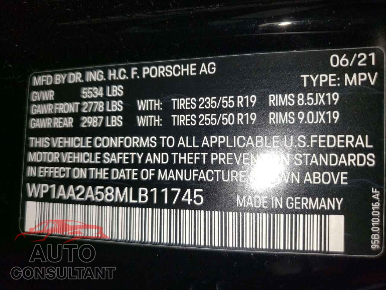 PORSCHE MACAN 2021 - WP1AA2A58MLB11745