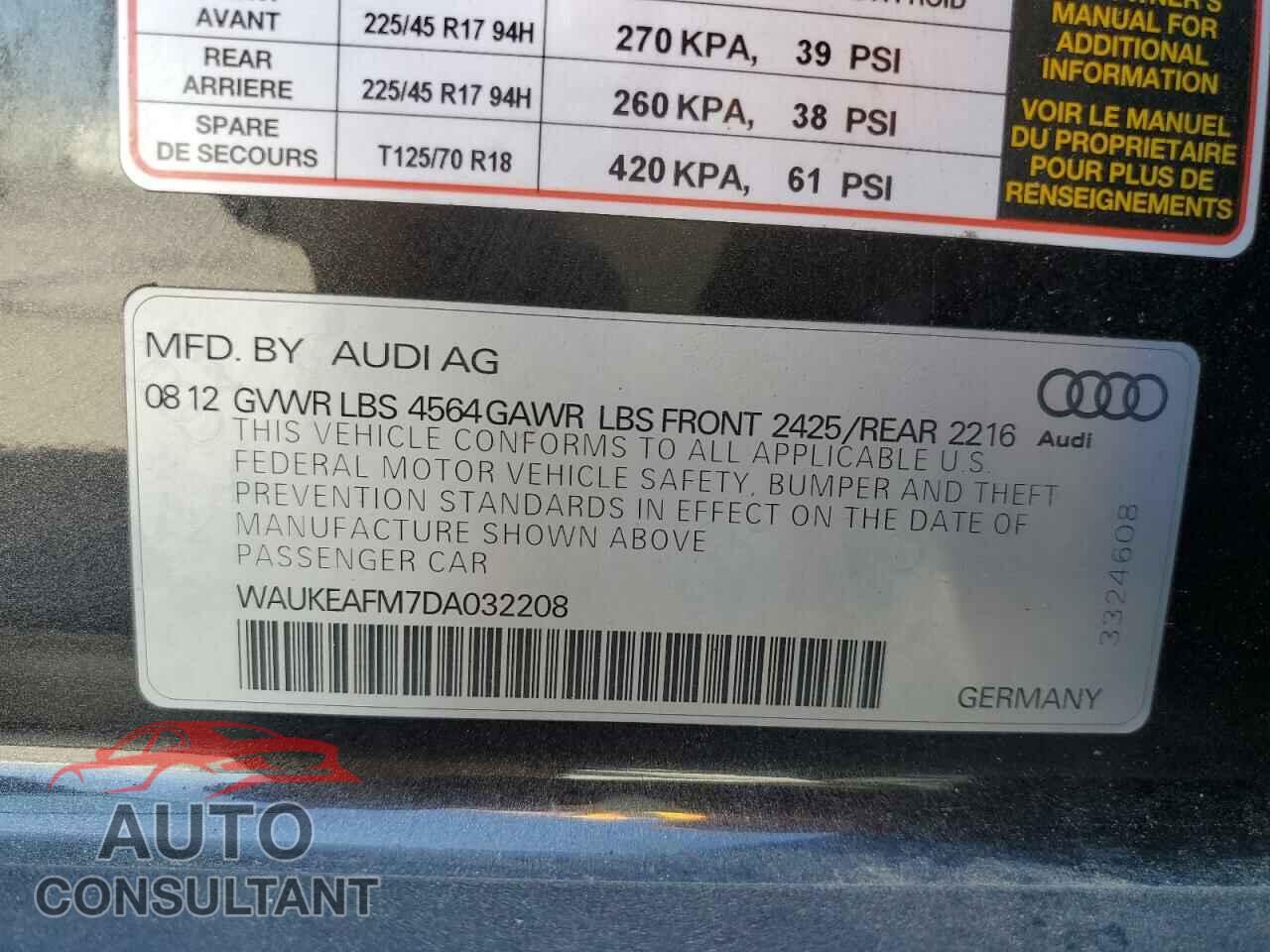 AUDI A3 2013 - WAUKEAFM7DA032208