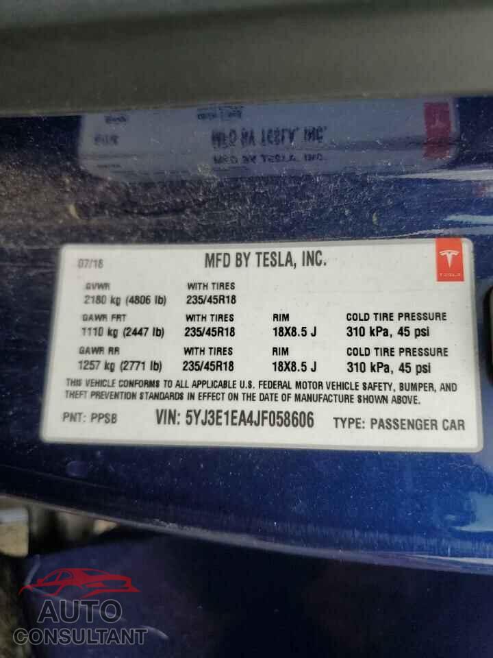 TESLA MODEL 3 2018 - 5YJ3E1EA4JF058606