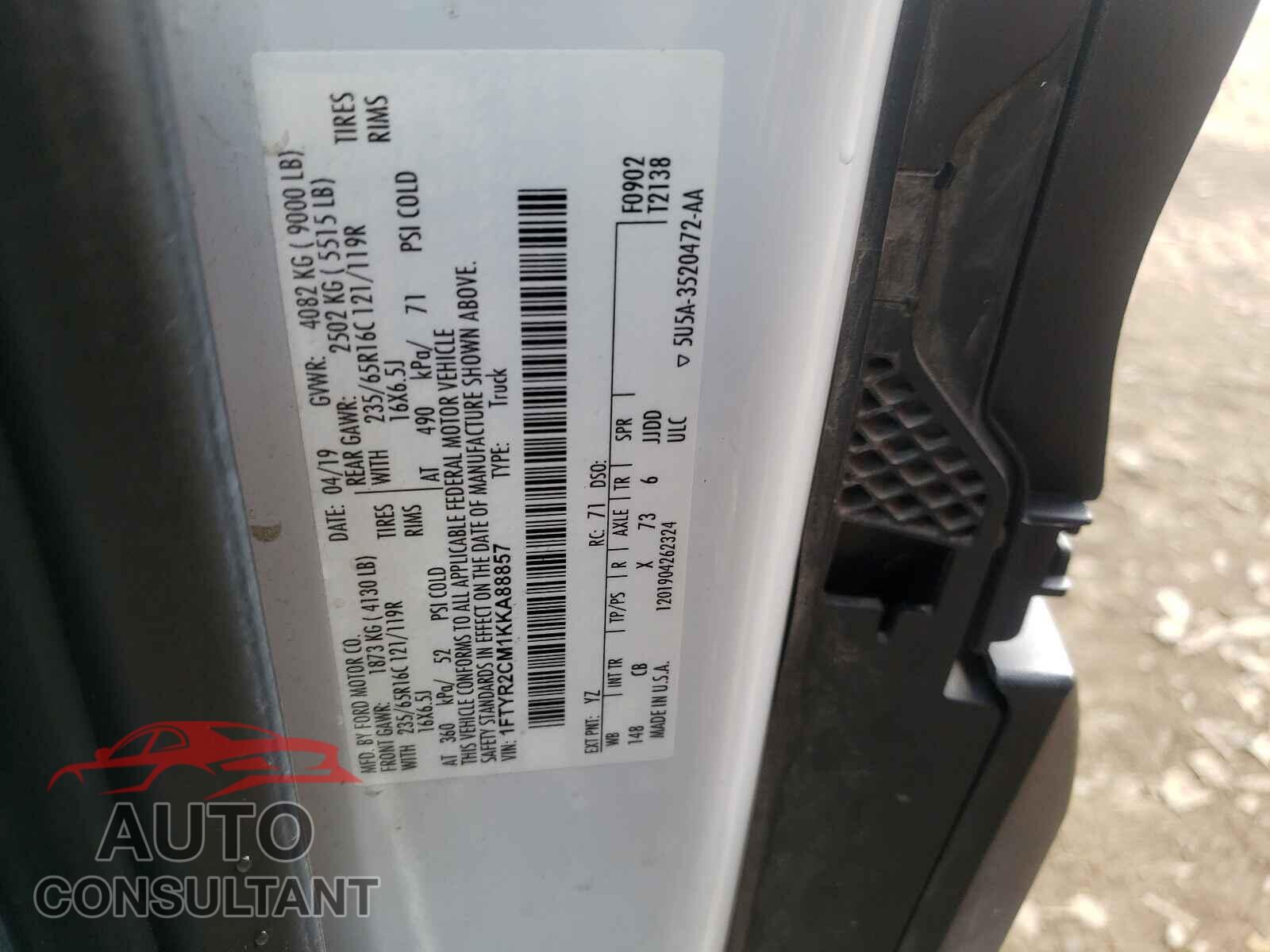 FORD TRANSIT CO 2019 - 1FTYR2CM1KKA88857